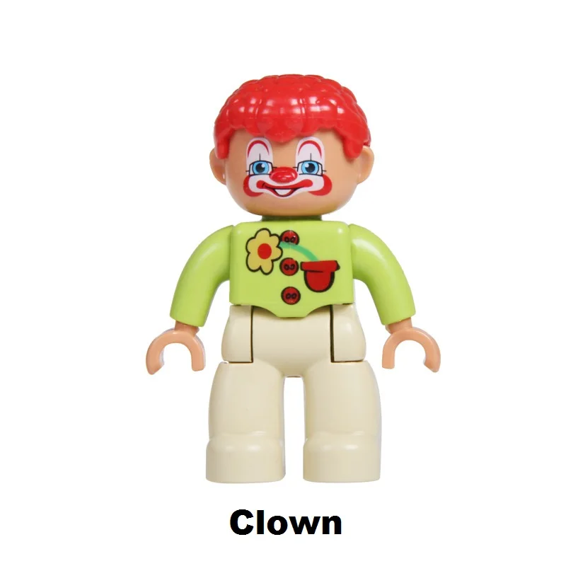 Clown Большие частицы строительные блоки город профессиональная фигурка полицейский доктор DIY Кирпичи совместим с Duplo аксессуары игрушки подарок для ребенка - Цвет: Clown