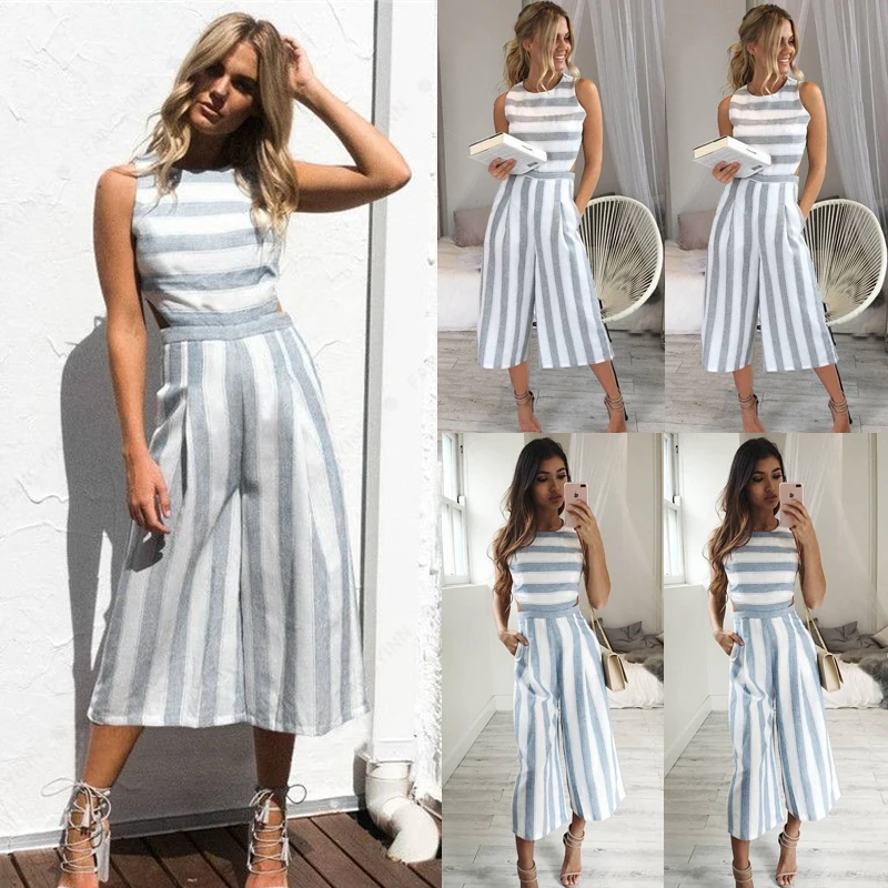 Women Ladies Clubwear Summer Playsuit Striped Jumpsuit Romper Long Pants Party Trousers | Женская одежда