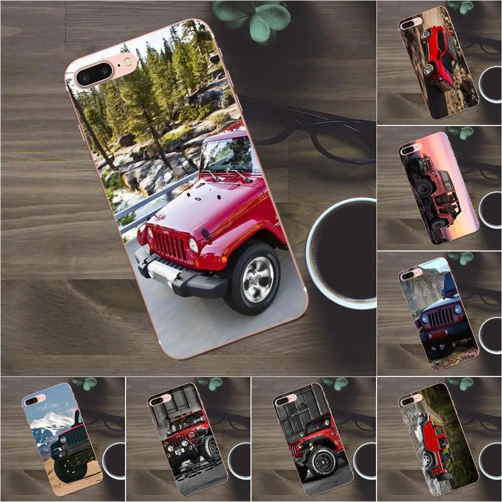 Мягкий рисунок розовый красный Jeep Wrangler Suv Sport для Apple iPhone 4 4S 5 5C SE 6 6S 7 8 Plus X Galaxy A3 A5 J1 J2