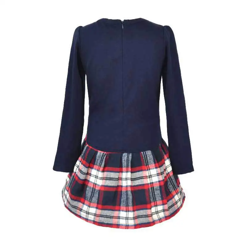 2016 весна и осень Корейской версии детская платье девушки двубортный плед школа