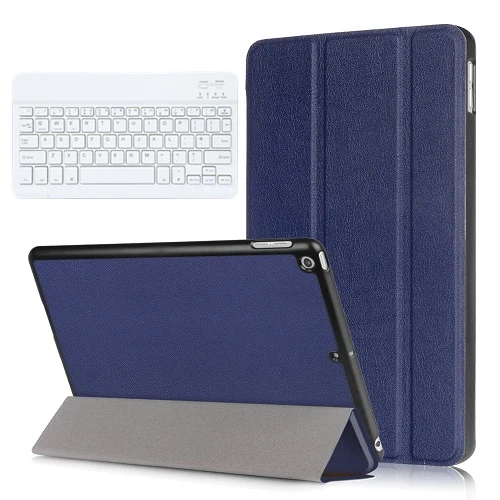 Dark Blue Kemile для нового iPad 9,7 дюймов Чехол Ультра тонкий умный чехол Trifold стенд с функцией автоматического сна/пробуждения с " Белая клавиатура - Цвет: Dark Blue
