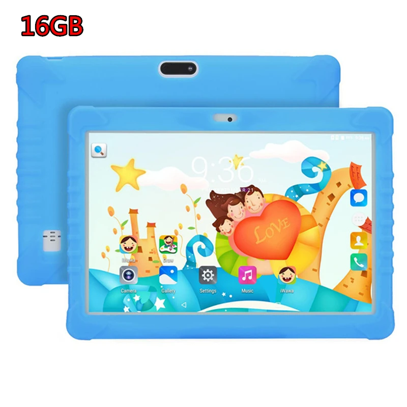 16GB-Blue Детский планшет 10,1 дюймов Android 6,0 с Чехол 3g обучающая машина 1280x800 ips экран 2+ 32G WiFi Детский планшетный ПК - Комплект: 16GB-Blue