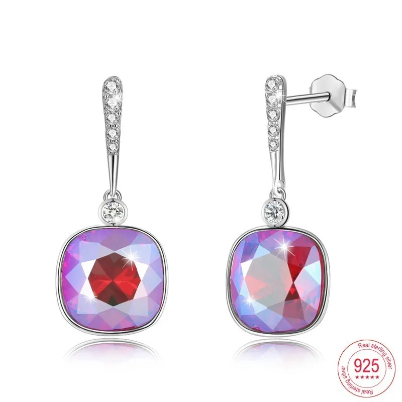 Malanda круглый благородный кристалл от Swarovski серьги висячие серьги из серебра 925 пробы для женщин модные серьги ювелирные изделия подарок - Окраска металла: SHIM 227