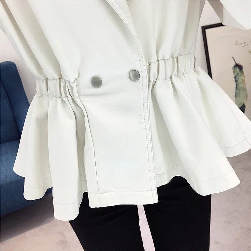 Модная белая Маленькая кожаная одежда короткое пальто свободная куртка 2019