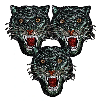 3pc green 1346 1 комплект блестки вышитые большой Тигр Леопард Цветок голова пришить патчи аппликация DIY аксессуары для свитера - Цвет: 3pc green 1346