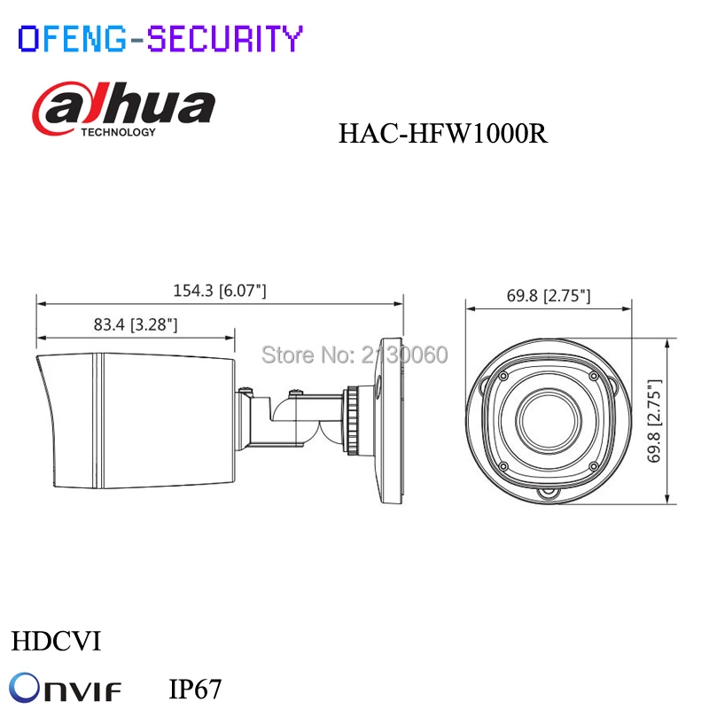 Dahua 1MP HDCVI Мини Камера HAC HFW1000R водонепроницаемый IP67 ИК пуля 30 м объектив 3 6 мм
