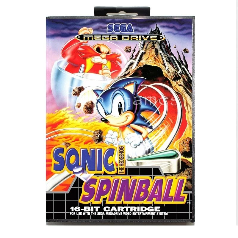 Звуковая наклейка Spinball US с коробкой для 16-битной игровой карты Sega MD Mega Drive