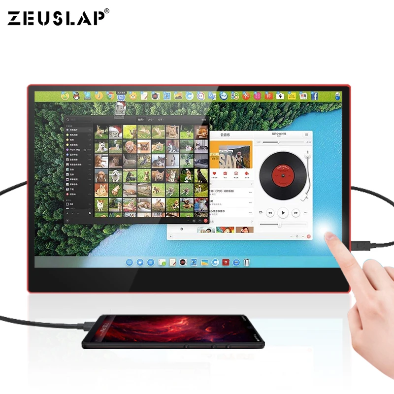 Портативный монитор ZEUSLAP HDMI 1080P HDR 10 сенсорный экран для игрового хоста телефона