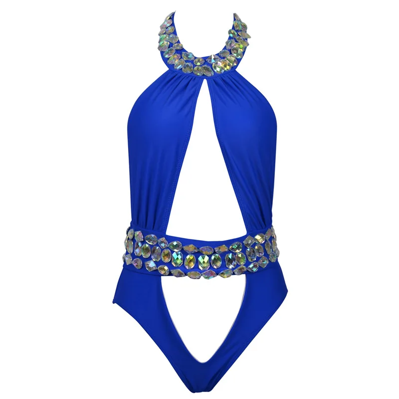 Женский слитный купальник расшитый стразами со стразами|swimwear swimming|biquini one piecebiquini