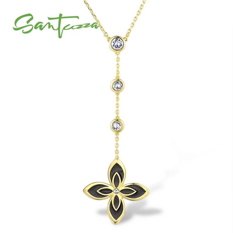 Gold Plated (Black) Женское элегантное многоцветное ожерелье с цветком и сверкающими кристаллами, вечерние ювелирные изделия ручной работы из эмали - Окраска металла: Gold Plated (Black)