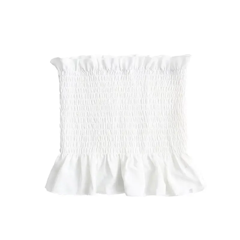 Мягкий Вязаный топ на бретелях с баской уличная одежда оборки без бретелек