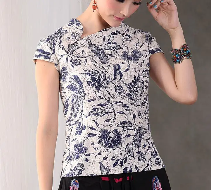 Новинка Женская традиционная китайская одежда топы в стиле Ципао на пуговицах