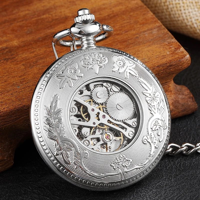 Роскошные уникальные серебряные Механические карманные часы мужские с римскими