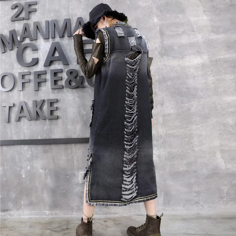 Ковбойский жилет женская куртка мода корейский Свободный тонкий кардиган пальто