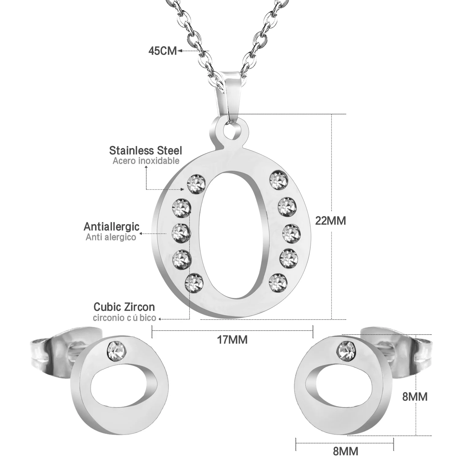 Новый модный O Письмо Позолоченный Нержавеющей Стали Ювелирные Наборы