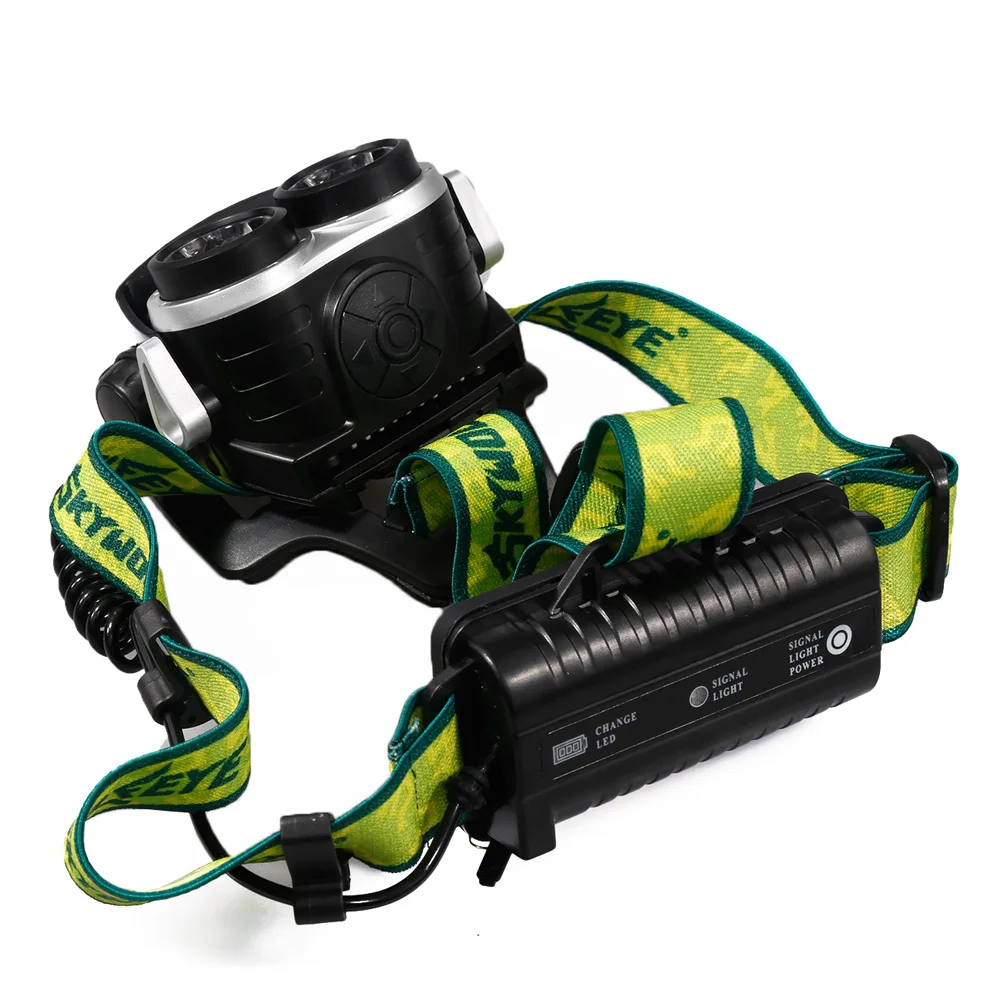 Светодиодный налобный фонарь XM L T6 с двумя головками 1000 люмен перезаряжаемый USB