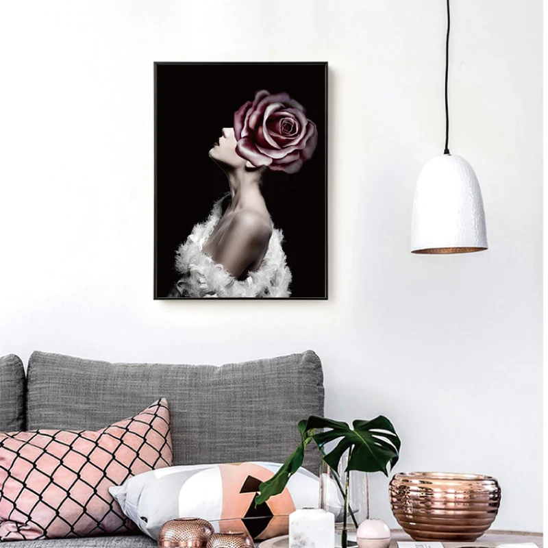 Abstract Flower Avatar Girl Printed Canvas Painting Wall Art Prints Modern Style Cuadros Poster Home Decoration Photo pop | Дом и сад
