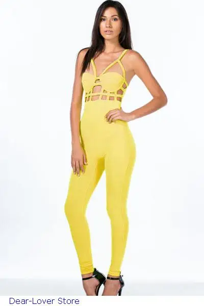 New Garment summer Sexy women Macacao Feminino Fsahion Black Yello Sleeveless Hollow Out Long Jumpsuit Combinaison Overalls |