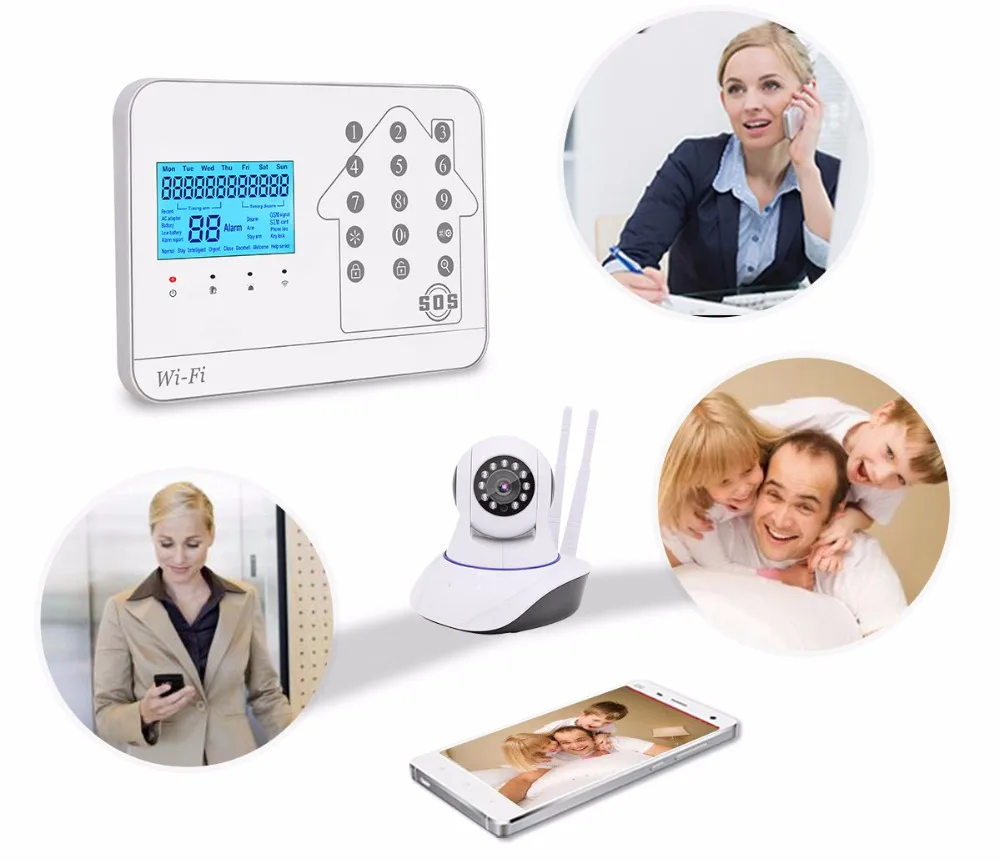Wofea WIFi PSTN GSM сигнализация 3 в 1 сенсорная клавиатура приложение управление домашняя система охранной сигнализации набор с русским, английским, испанским
