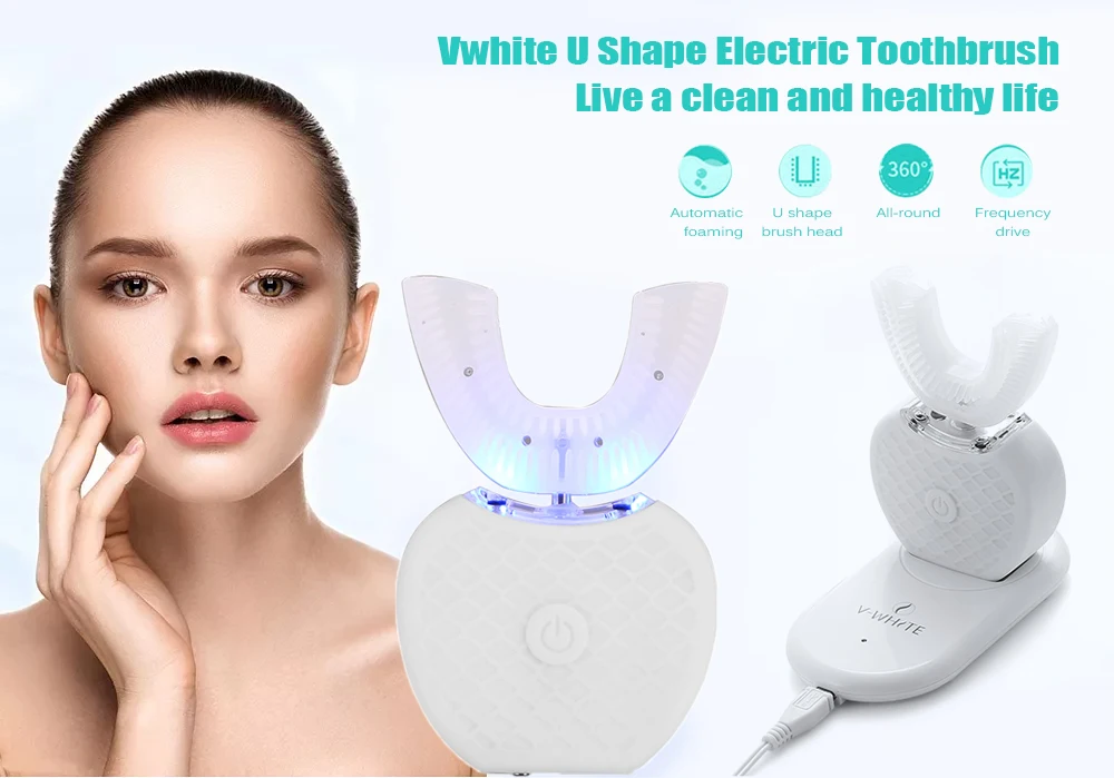 U-Shaped Sonic Automatic Electric Toothbrush 360 Degrees USB Rechargeable Intelligent 4 Modes Ultrasonic Silicon | Красота и здоровье