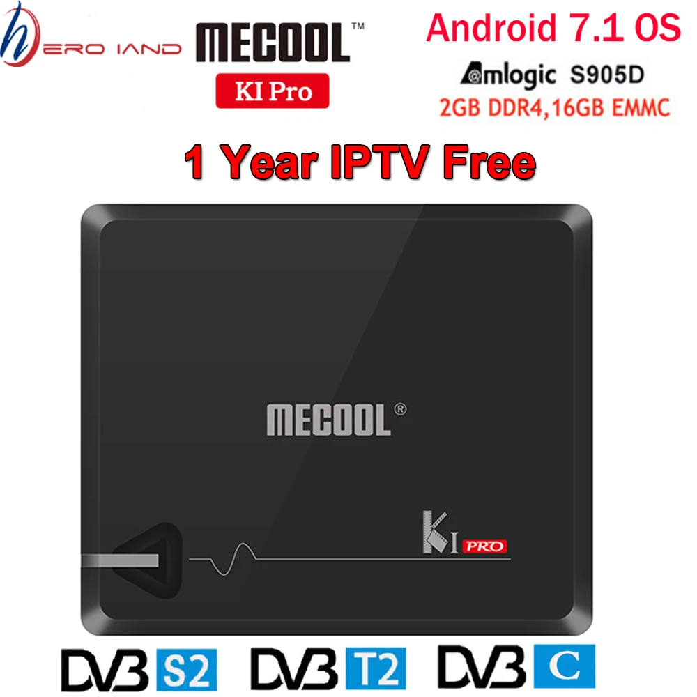 MECOOL KI PRO DVB Android 7 1 smart tv Box T2/DVB S2/DVB C Amlogic S905D Quad 2 Гб + 16 приставка K1 добавить год IP