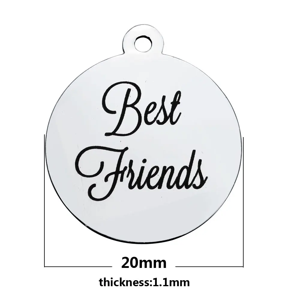 

Диск из нержавеющей стали с надписью «Best Friends», 20 шт., 20 мм