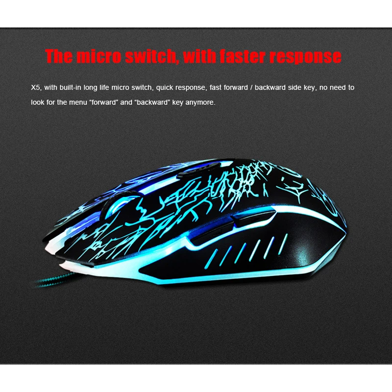 IMice игровая мышь геймерская Проводная с кабель задней подсветки провод RGB для