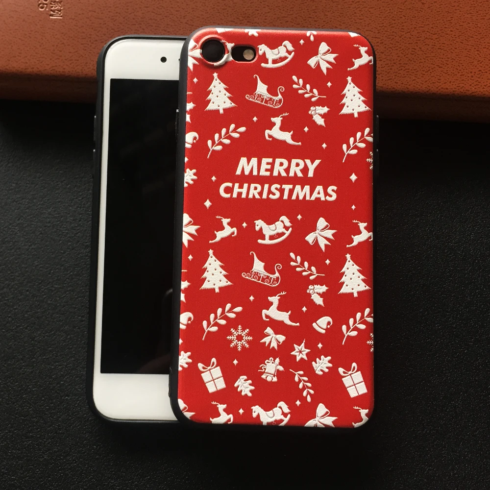 Silicone Merry Christmas case bag coque for iphone x 8 plus screen protector 5 5s se 7 7plus 6 6s mobile |