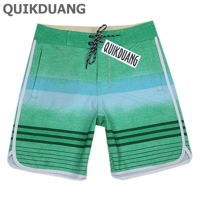 QUIKDUANG шорты-бермуды мужские пляжные шорты быстросохнущие пляжные шорты водостойкие спандекс эластан Доска Шорты повседневные шорты SZ30-38 - Цвет: Зеленый