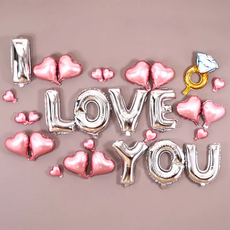 29 pscI LOVE YOU Letter алюминиевый воздушный шар 5 дюймов и 10 дюймов воздушные шары в форме сердца украшения для свадебной вечеринки - Цвет: Серебристый