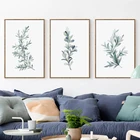 Простые акварельные зеленые растения, листья А4, А3, 07 г, рисование на холсте, печать фото, постер для гостиной, стена спальни, декоративный, подарок