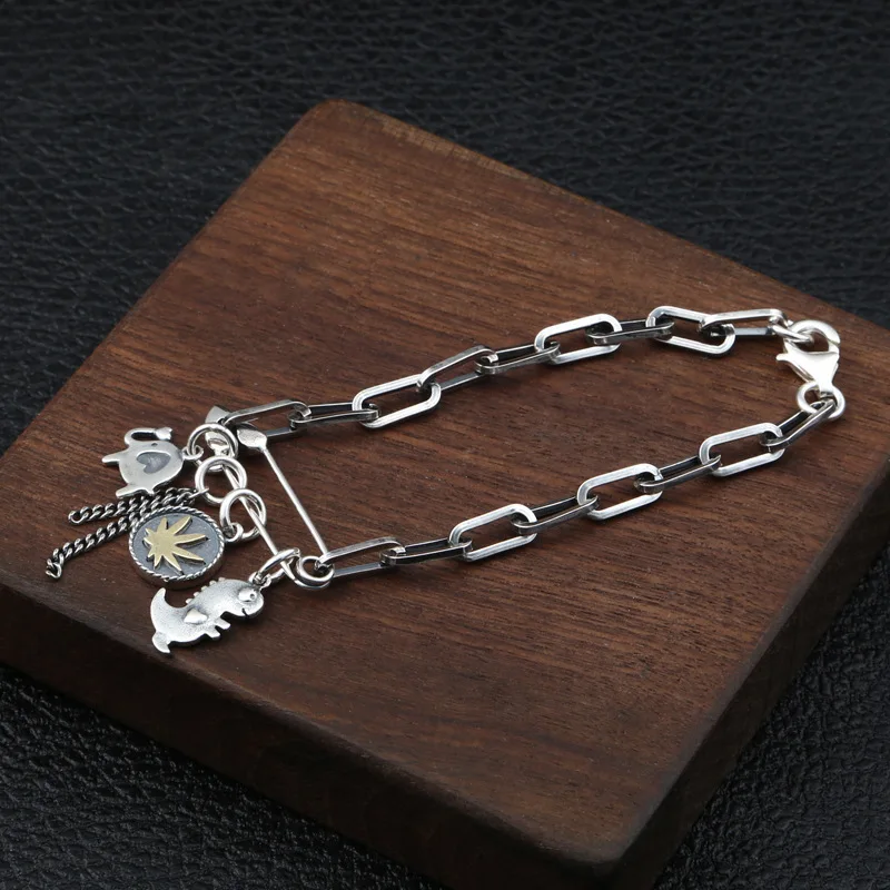 Модный браслет ручной работы из серебра S925 пробы корейское издание интересный