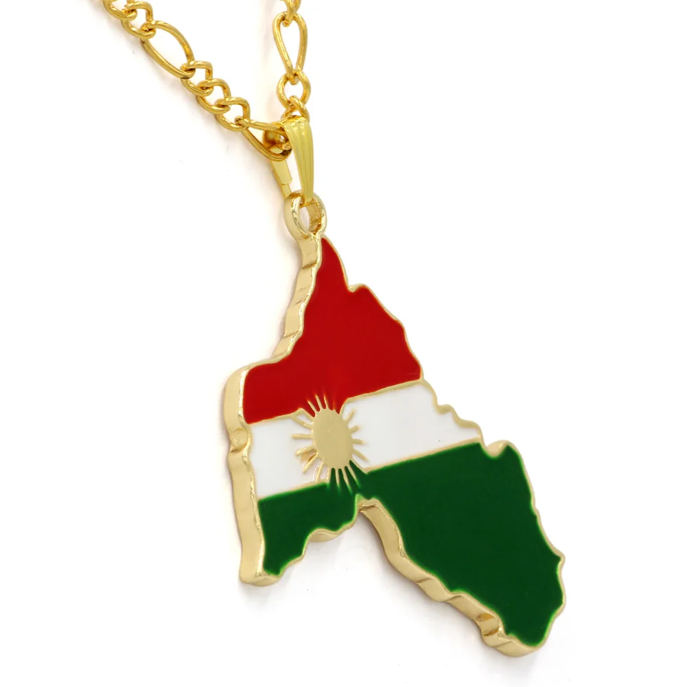 Курдистан золотое ожерелье с подвеской из эмали флаг региона карта Курдская