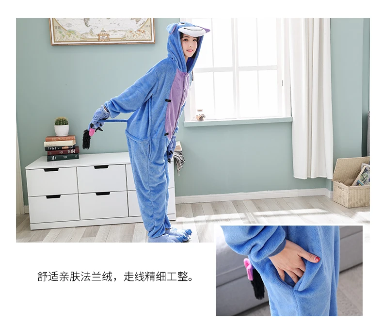 Eeyore Ослик костюмы-комбинезоны, пижамы, комбинезон, одежда для сна, цельные женские комбинезоны с животными, пижамы, Пижамный костюм, вечерние платья