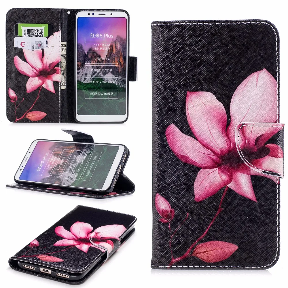 COATUNCLE Xiaomi Redmi 5 чехол, кожаный чехол для Coque Xiaomi Redmi 5 плюс Чехол Флип-кошелек окрашенный принт телефонные чехлы
