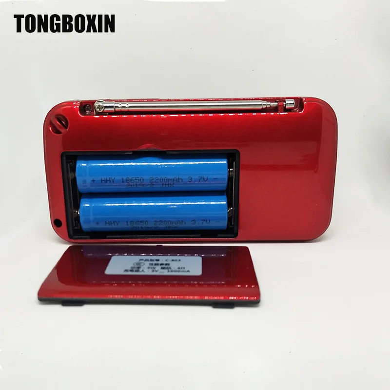 red two battery C-803 с двумя разъемами 18650 батареи и светодиодный фонарик и двумя слотами для карт TF портативное fm-радио беспроводной USB динамик MP3-плеер - Цвет: red two battery
