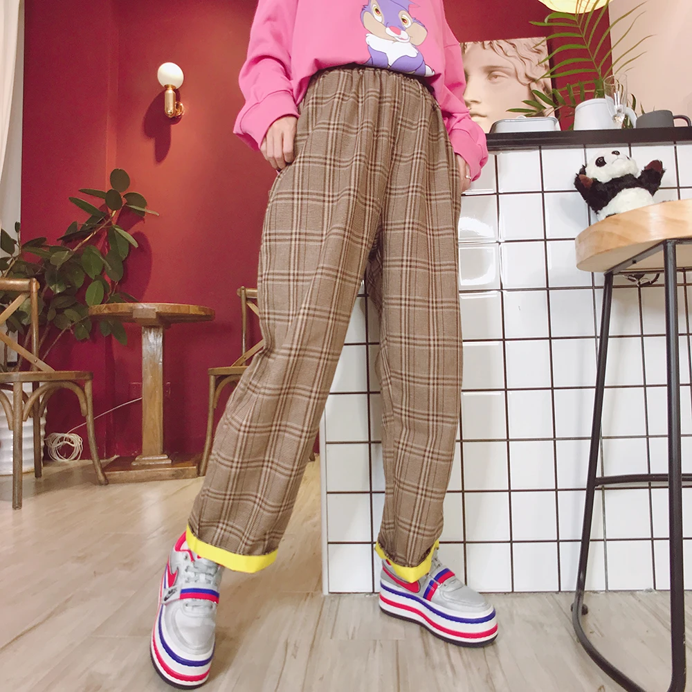 Уличные ulzzang Осень-Зима Новые мужские и женские парные фланцевые длинные брюки |