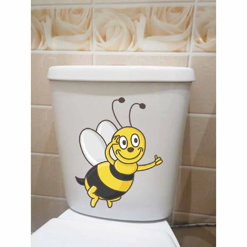 YOJA 18.1X22.9CM Cartoon Animal Pattern Home Decor Wall Decal Toilet Sticker Intereting Bee T5-0959 | Дом и сад