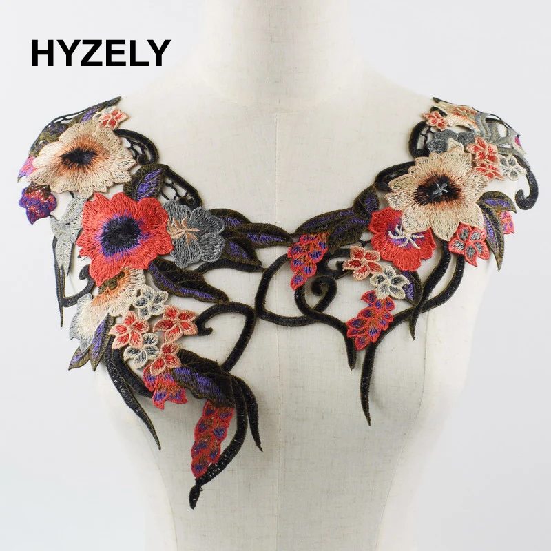 

1pc Embroidery Venise Colorful Rose Flower Lace Collar Fabric, DIY Manual Collar Lace Fabrics For Sewing Collar Crafts NL177