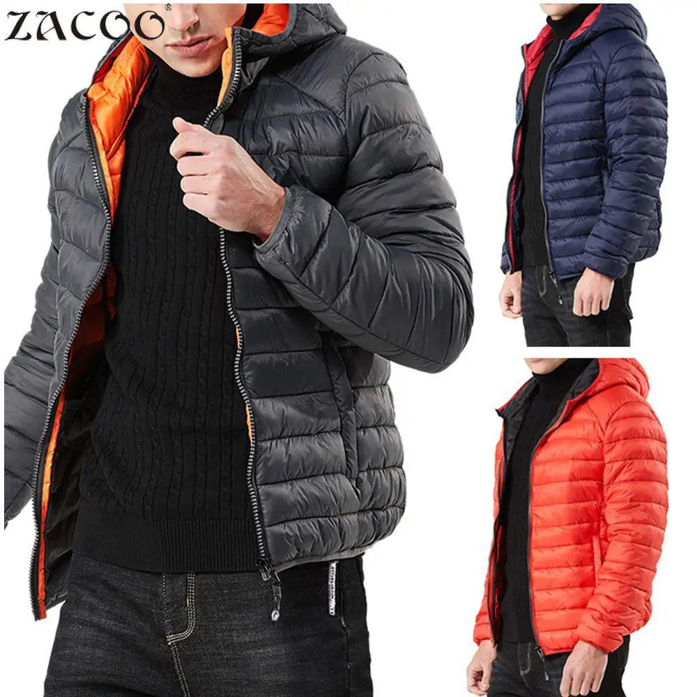 Мужские легкие теплые куртки ZACOO зимние хлопковые с капюшоном разных