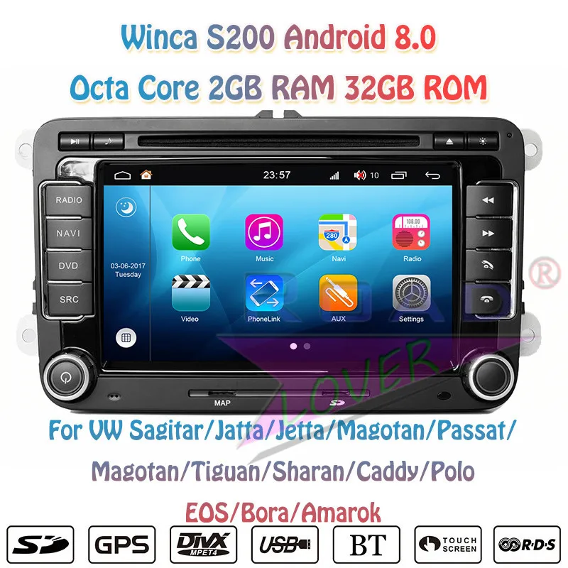 Winca S200 Android 8,0 автомобильный dvd-плеер для " VW Sagitar Jatta Jetta Magotan Passat Magotan CC Touran Golf Tiguan Стерео gps Navi