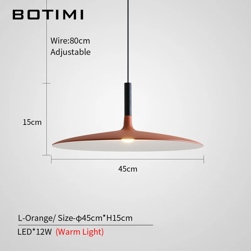 L-Orange-1 Light BOTIMI современный светодиодный подвесной светильник s с серым металлическим абажуром для столовой, Регулируемый белый железный подвесной светильник - Цвет корпуса: L-Orange-1 Light