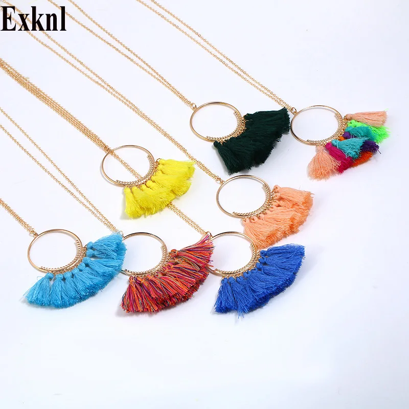 Женское Ожерелье с кисточками Exknl длинное винтажное ожерелье в этническом стиле