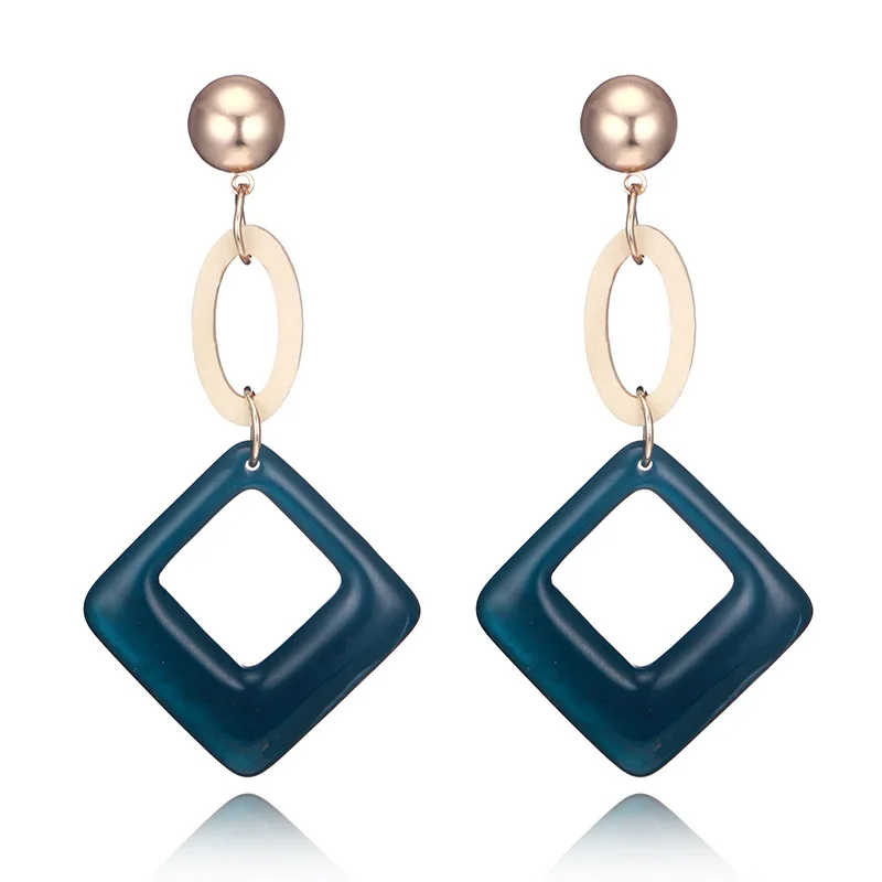 Bohemian Fashion Resin Oval Square Geometric Vintage Acrylic Drop Earring For Women Jewelry OL Simple | Украшения и аксессуары
