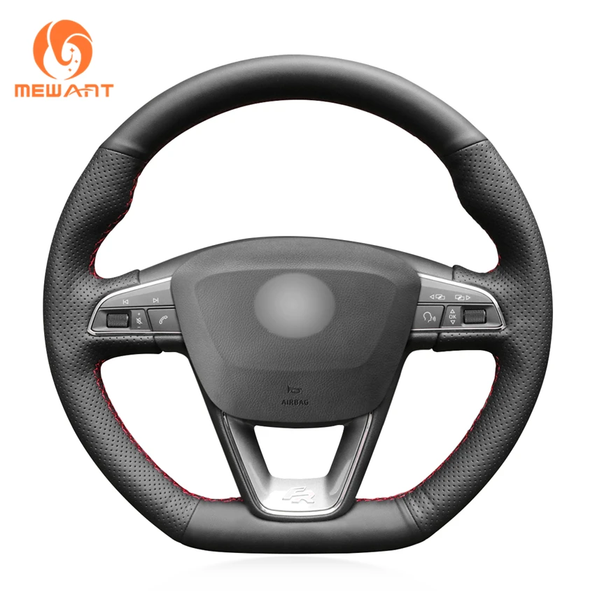 Черный чехол на руль из искусственной кожи для Seat Leon Cupra R 2013- Leon ST Cupra 2013- Ateca Cupra