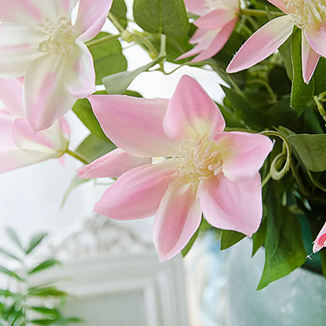 Декоративные три ветки Clematis цветочный Thunb яркий завод искусственных цветов