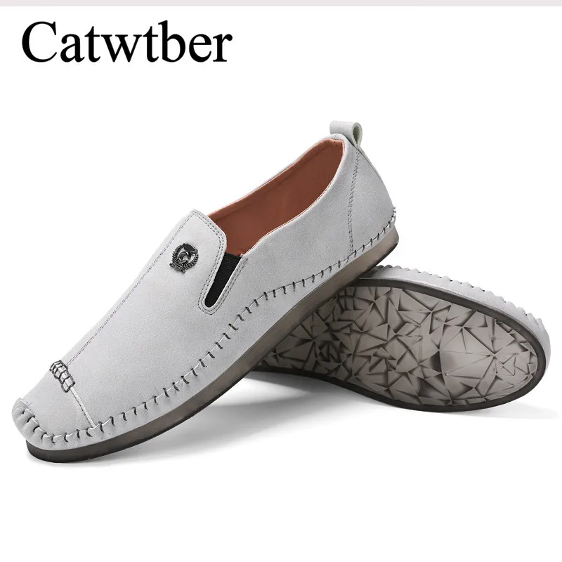 Catwtber Luxury Brand Leather Fashion Men Shoes Handmade Summer Autumn Winter High Quality Flats Moccasins Boat | Обувь