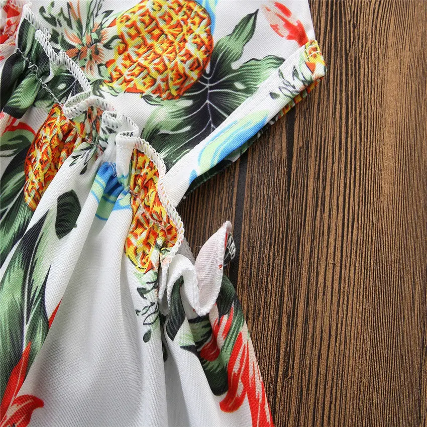2018 Brand New Toddler Infant Child Kids Baby Off Shouder Dress Ruffled Outfits Kid Girl Pineapple Clothes Party Mini 1-6T | Детская