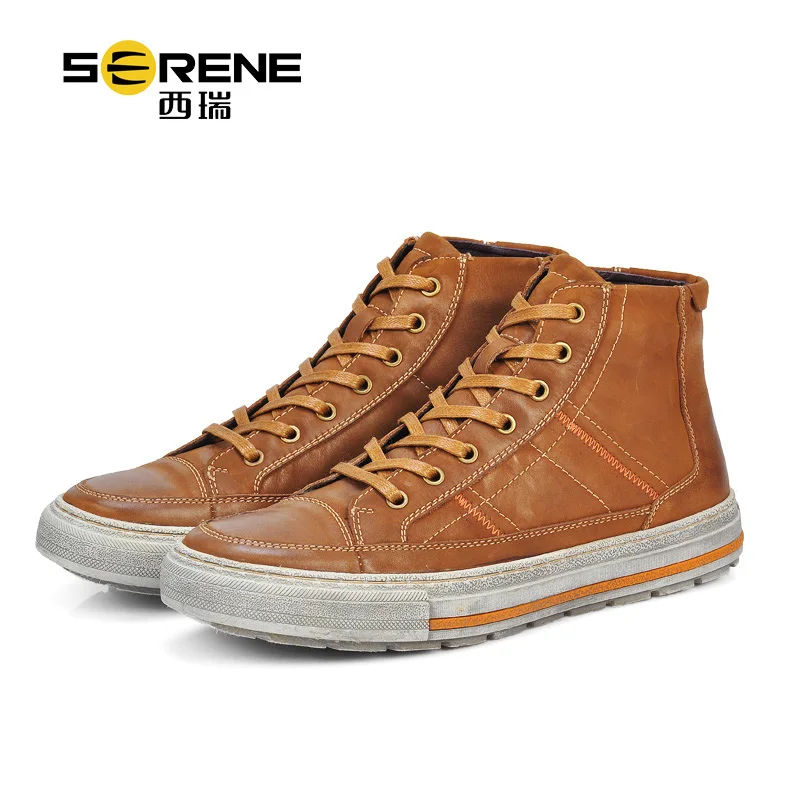 Мужские туфли на плоской подошве из 100% натуральной кожи модная Винтажная обувь