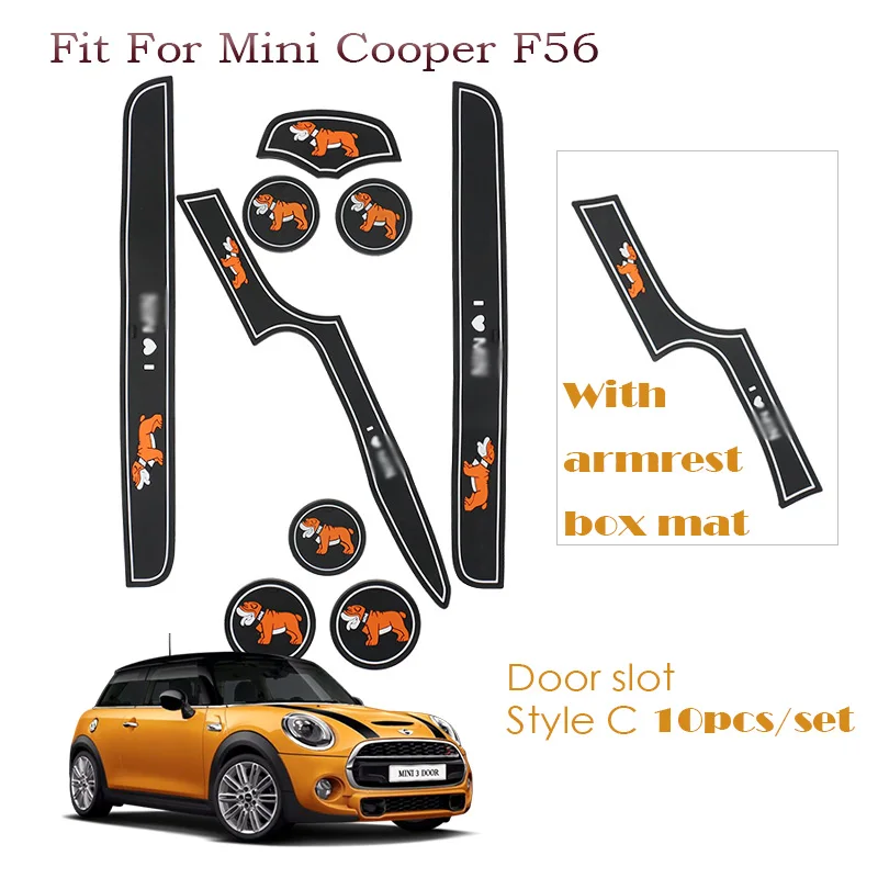1 компл., наклейки для салона автомобиля для Mini Coopers Countryman Clubman F60 F55 F54 F56 R55 R56, коврик для двери, Противоскользящий коврик - Название цвета: F56 Bulldog B